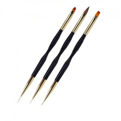 Set of double-sided manicure brushes for nail extension and nail art procedures (3 pcs.) Set of double-sided manicure brushes for nail extension and nail art procedures (3 pcs.)