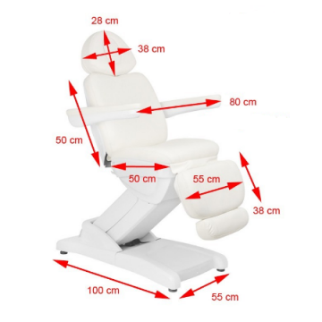 Profesionali elektrinė kosmetologinė kėdė-gultas AZZURRO 871 (1 variklis), baltos spalvos 7