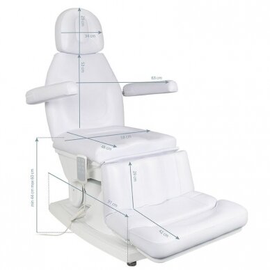 Elektrinė kėdė-lova pedikiūro procedūroms KATE, balta (4 varikliai)