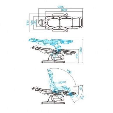 Профессиональное электрическое косметологическое кресло кровать AZZURO 870 (3 мотора), белое 9