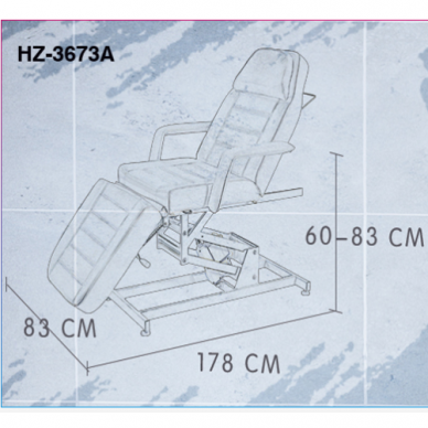 Профессиональн электрическая кровать для педикюра / стул AZZURRO 673AS, серый (1 мотор) 7