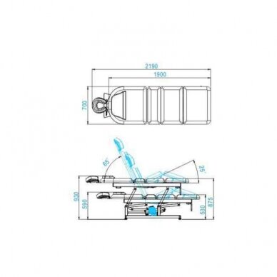 Профессиональная электрическая массажная кушетка-кровать AZZURRO 693A (1 мотор) 4