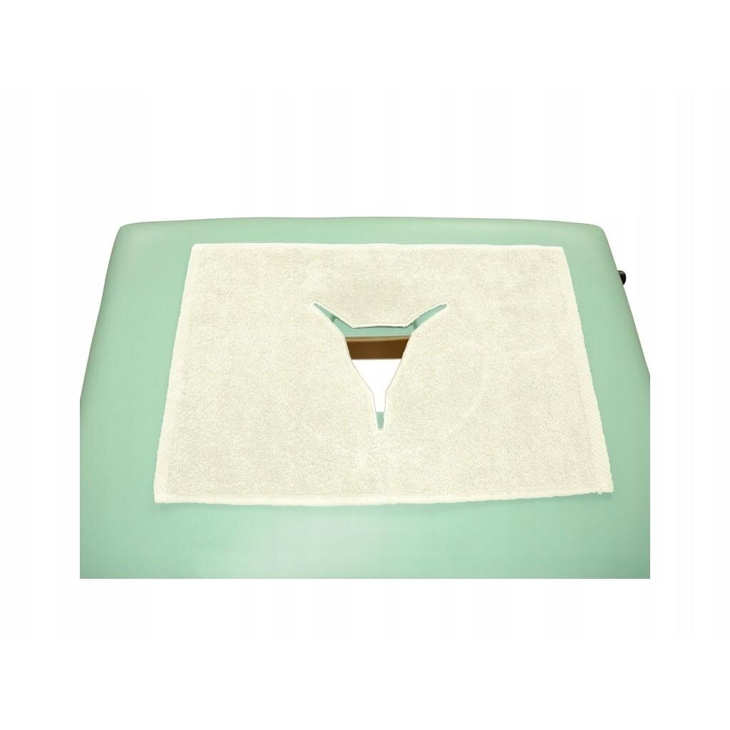 Terry mat-cover for massage table cushion, X-shaped, cream color Terry mat-cover for massage table cushion, X-shaped, cream color
