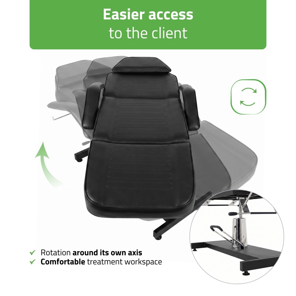 Professional hydraulic chair-bed ALORA for cosmetology, massage and tattoo procedures, black 4 Professional hydraulic chair-bed ALORA for cosmetology, massage and tattoo procedures, black 4