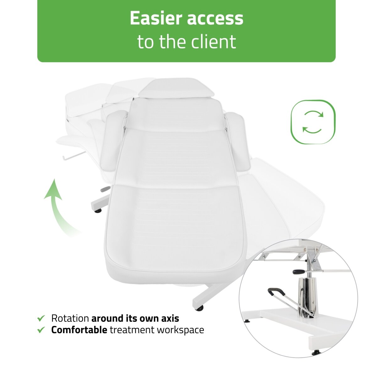 Professional hydraulic chair-bed ALORA for cosmetology, massage and tattoo procedures, white 4 Professional hydraulic chair-bed ALORA for cosmetology, massage and tattoo procedures, white 4