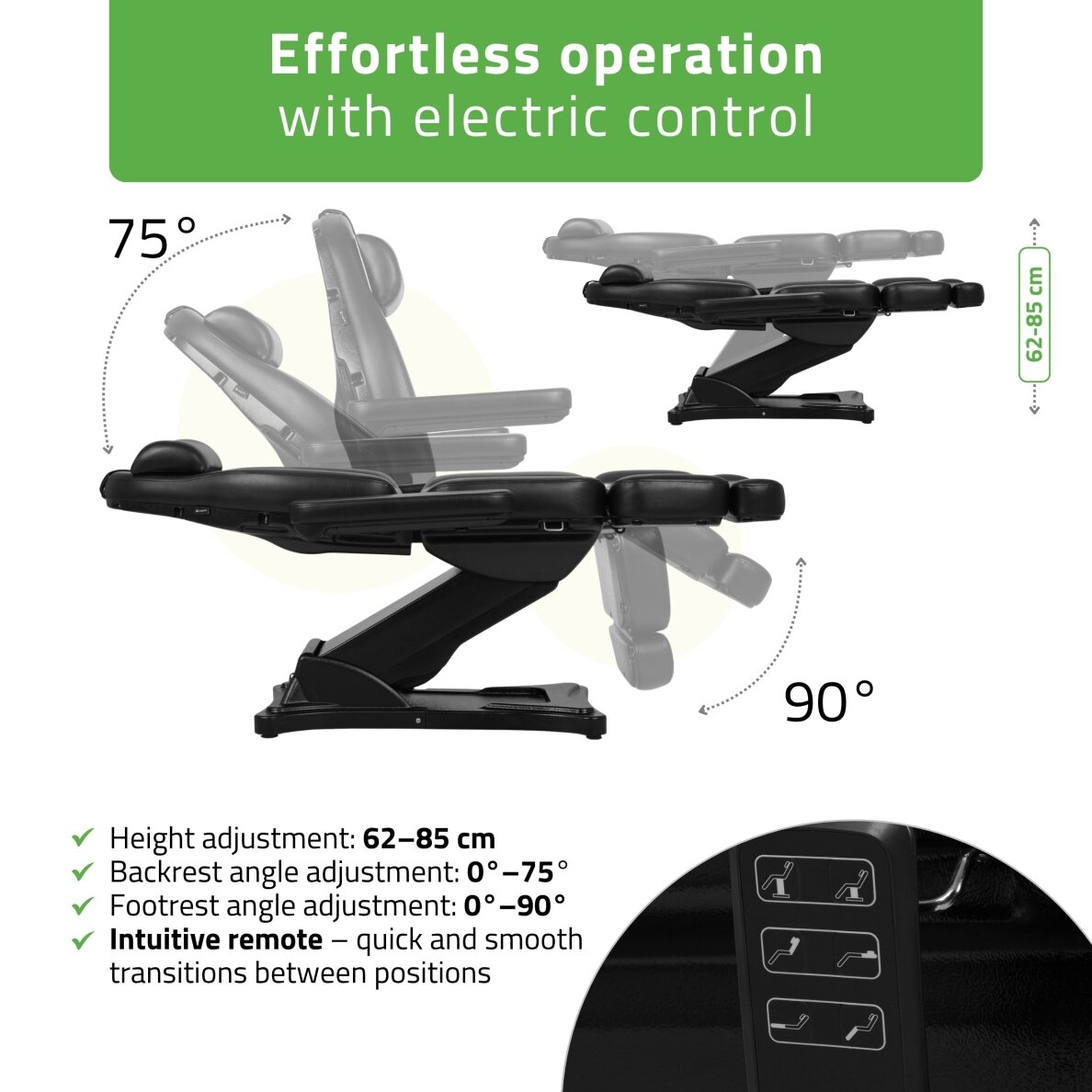 Профессиональная электрическая косметологическая кровать ELARA PRO 4, черная. 2 Профессиональная электрическая косметологическая кровать ELARA PRO 4, черная. 2