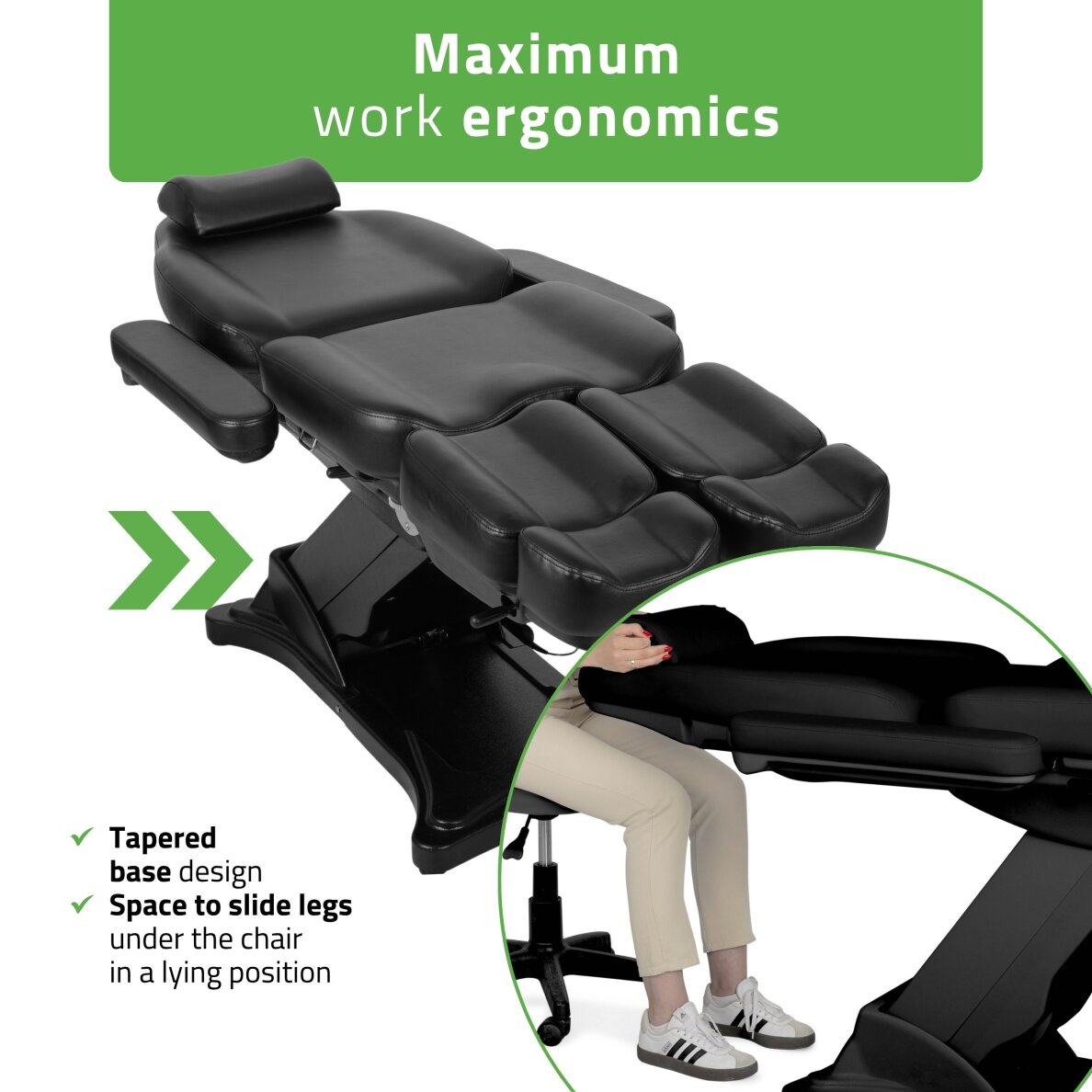 Профессиональное электрическое кресло-кровать для подологии ELARA PRO 6P, черное. 5 Профессиональное электрическое кресло-кровать для подологии ELARA PRO 6P, черное. 5