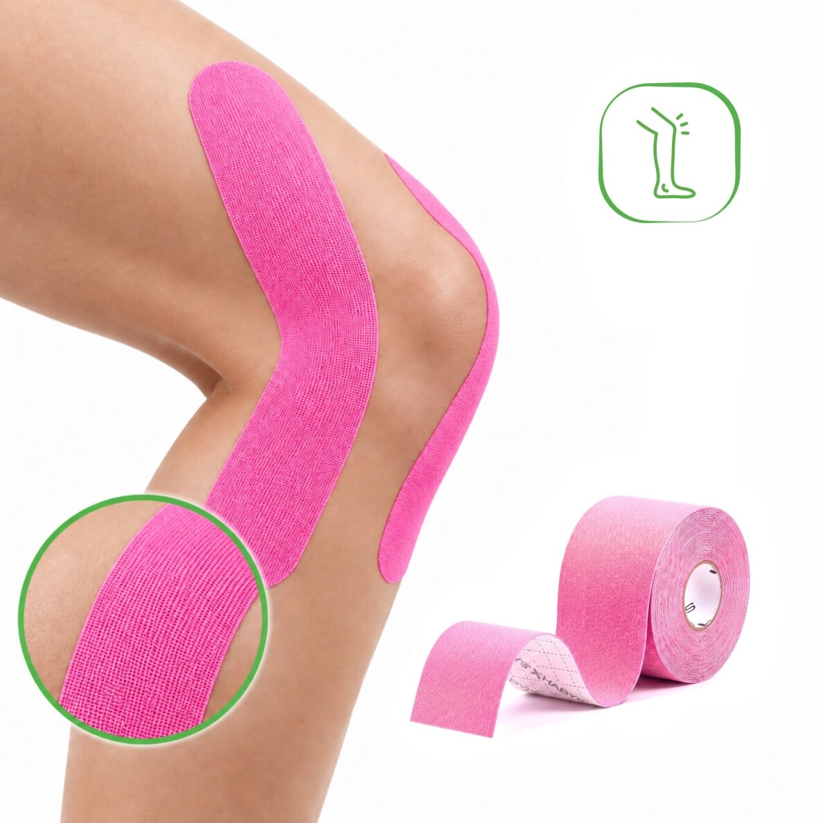STANDART elastinė kineziologinė juosta, 5 cm × 5 m, rožinės spalvos 3
