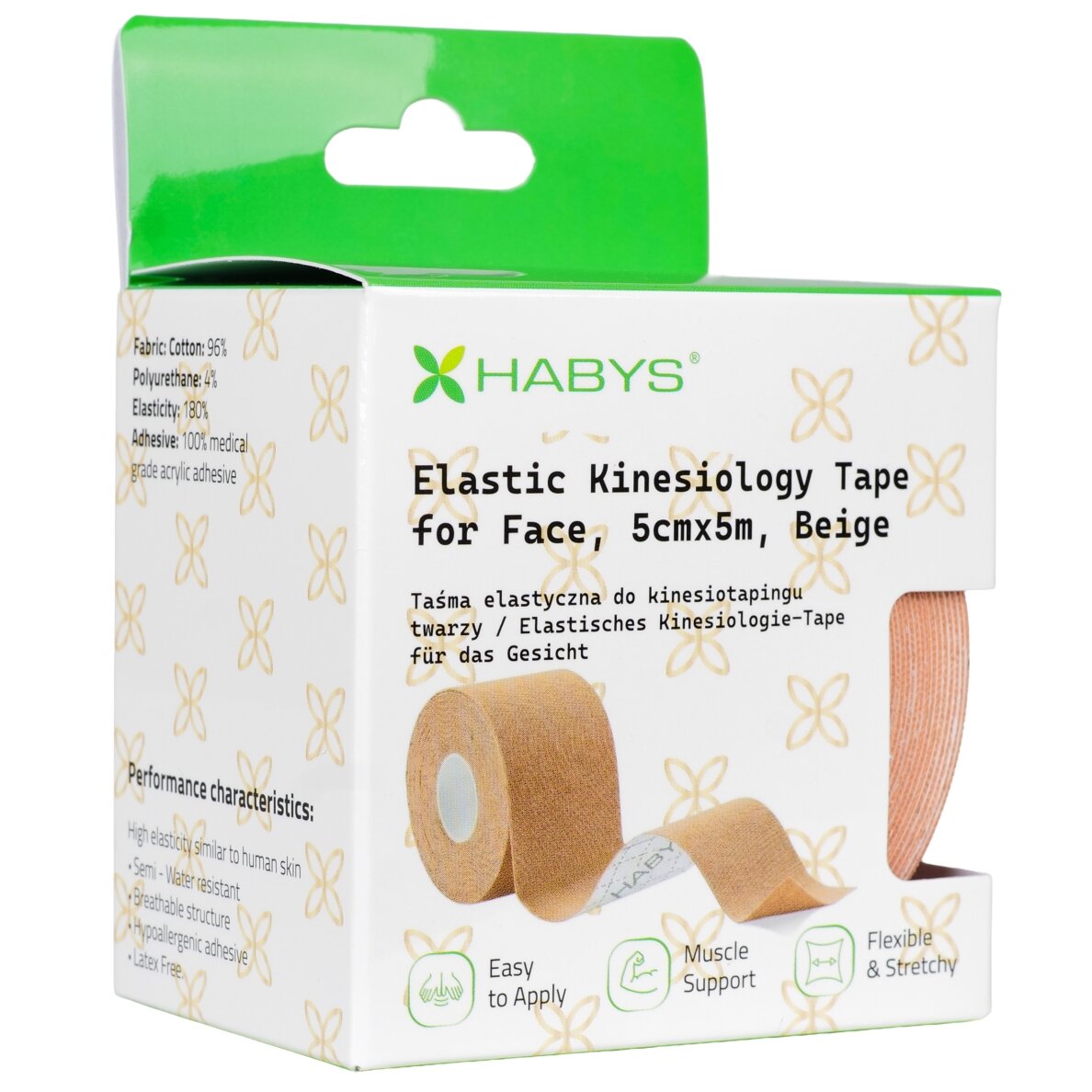 FACE elastinė kineziologinė juosta veidui, 5 cm × 5 m, kreminės spalvos 6 FACE elastinė kineziologinė juosta veidui, 5 cm × 5 m, kreminės spalvos 6