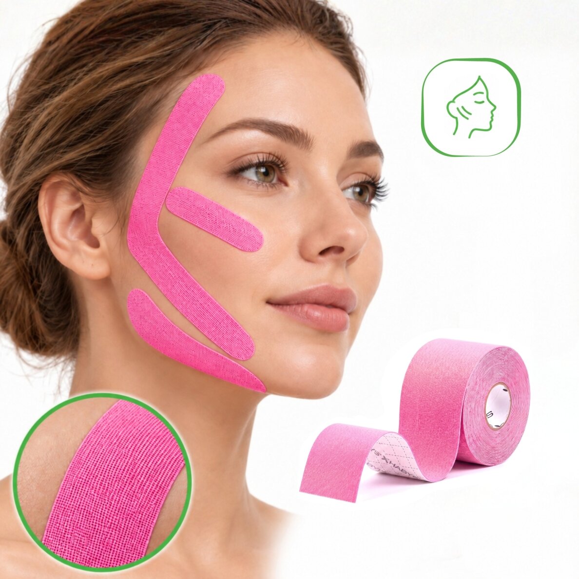 FACE elastic kinesiology tape for the face, 5 cm × 5 m, pink 3 FACE elastic kinesiology tape for the face, 5 cm × 5 m, pink 3