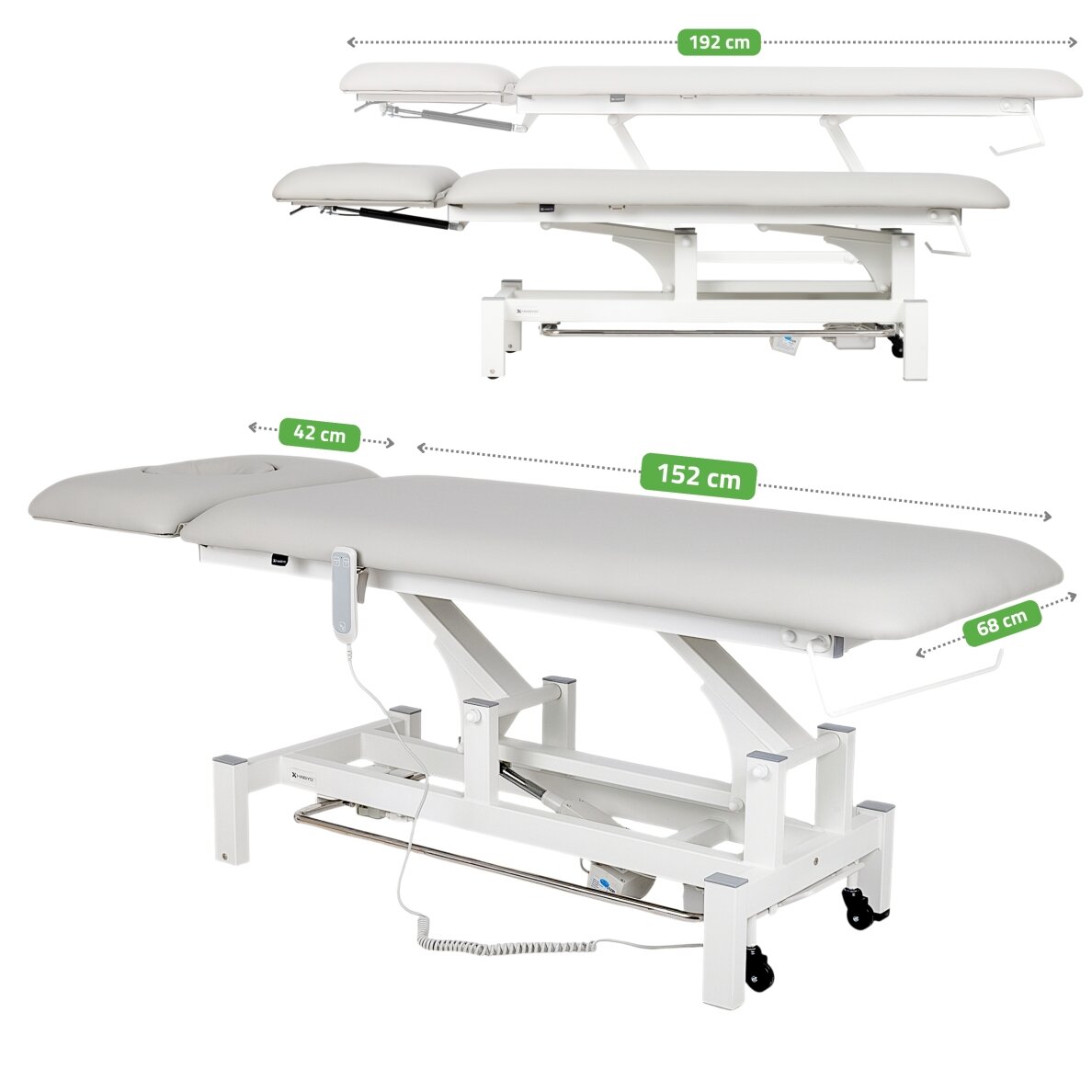 FORTIS 2 ERGO professional electric 2-part massage and physiotherapy bed with hand and foot control, light gray 1 FORTIS 2 ERGO professional electric 2-part massage and physiotherapy bed with hand and foot control, light gray 1
