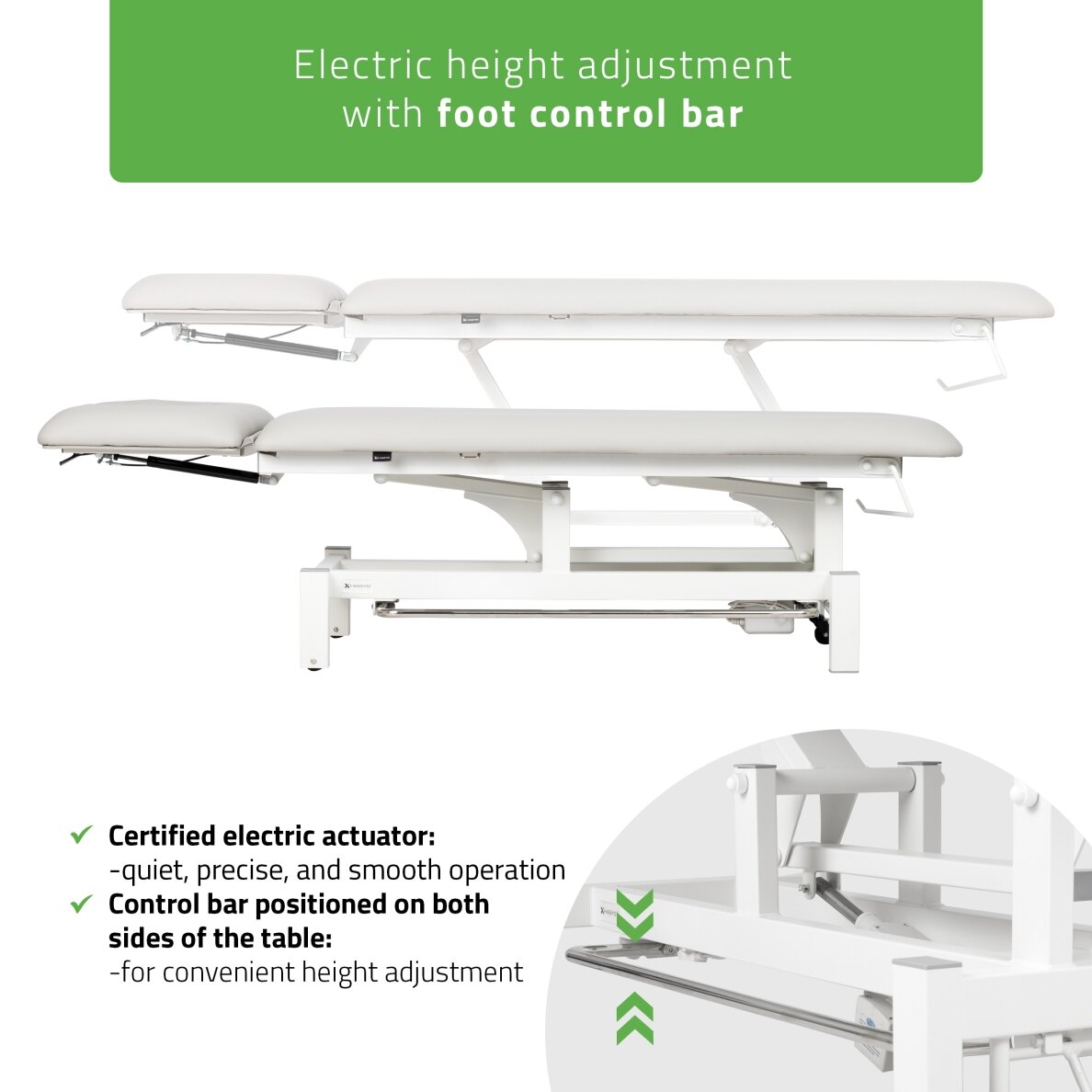 FORTIS 2 ERGO professional electric 2-part massage and physiotherapy bed with hand and foot control, light gray 5