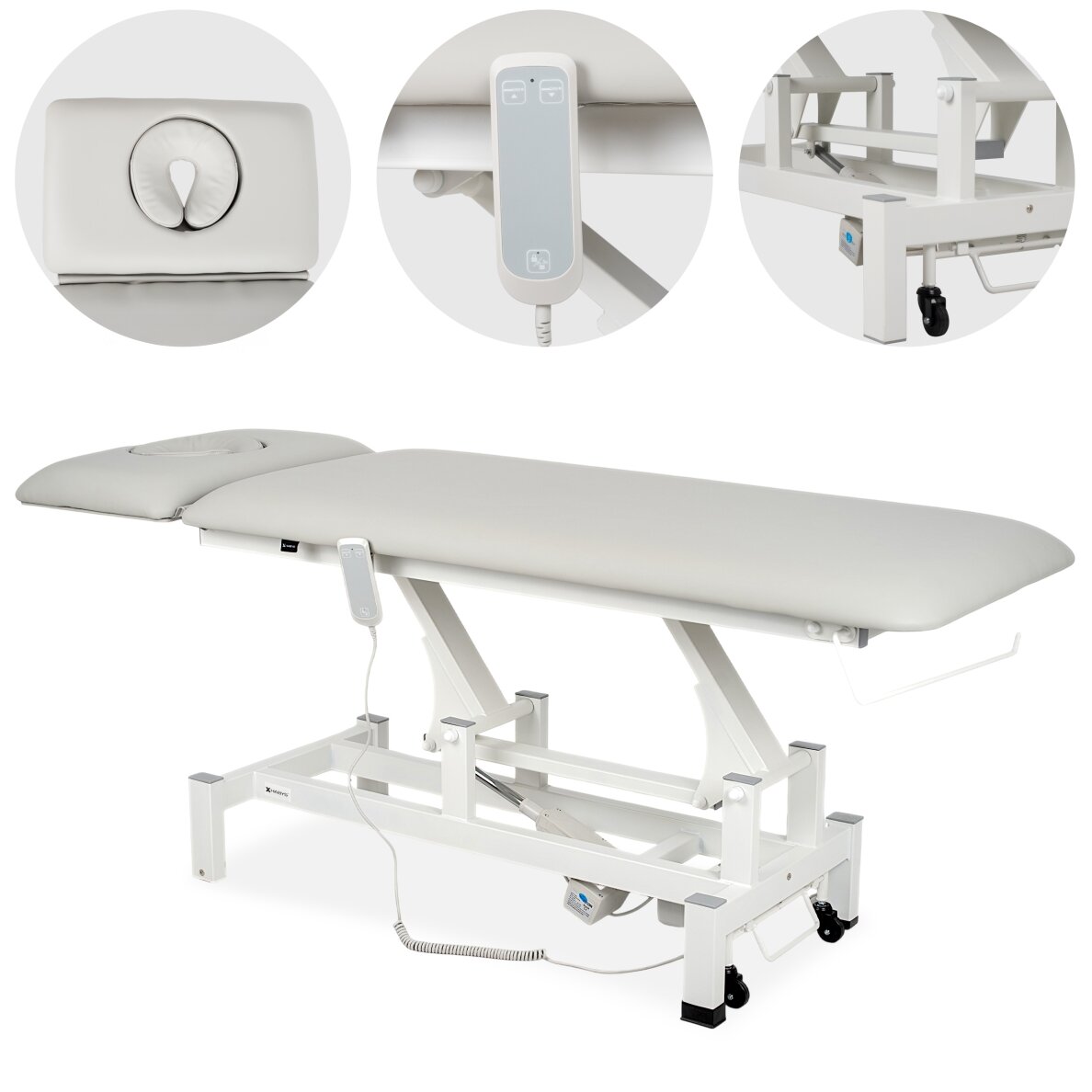 FORTIS 2 ERGO professional electric 2-part massage and physiotherapy bed with manual control, light gray FORTIS 2 ERGO professional electric 2-part massage and physiotherapy bed with manual control, light gray
