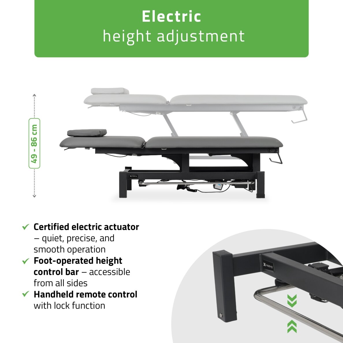FORTIS 2 professional electric massage and physiotherapy bed with manual and foot control 2