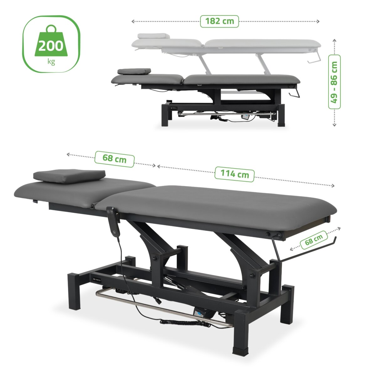 FORTIS 2 professional electric massage and physiotherapy bed with manual and foot control 6