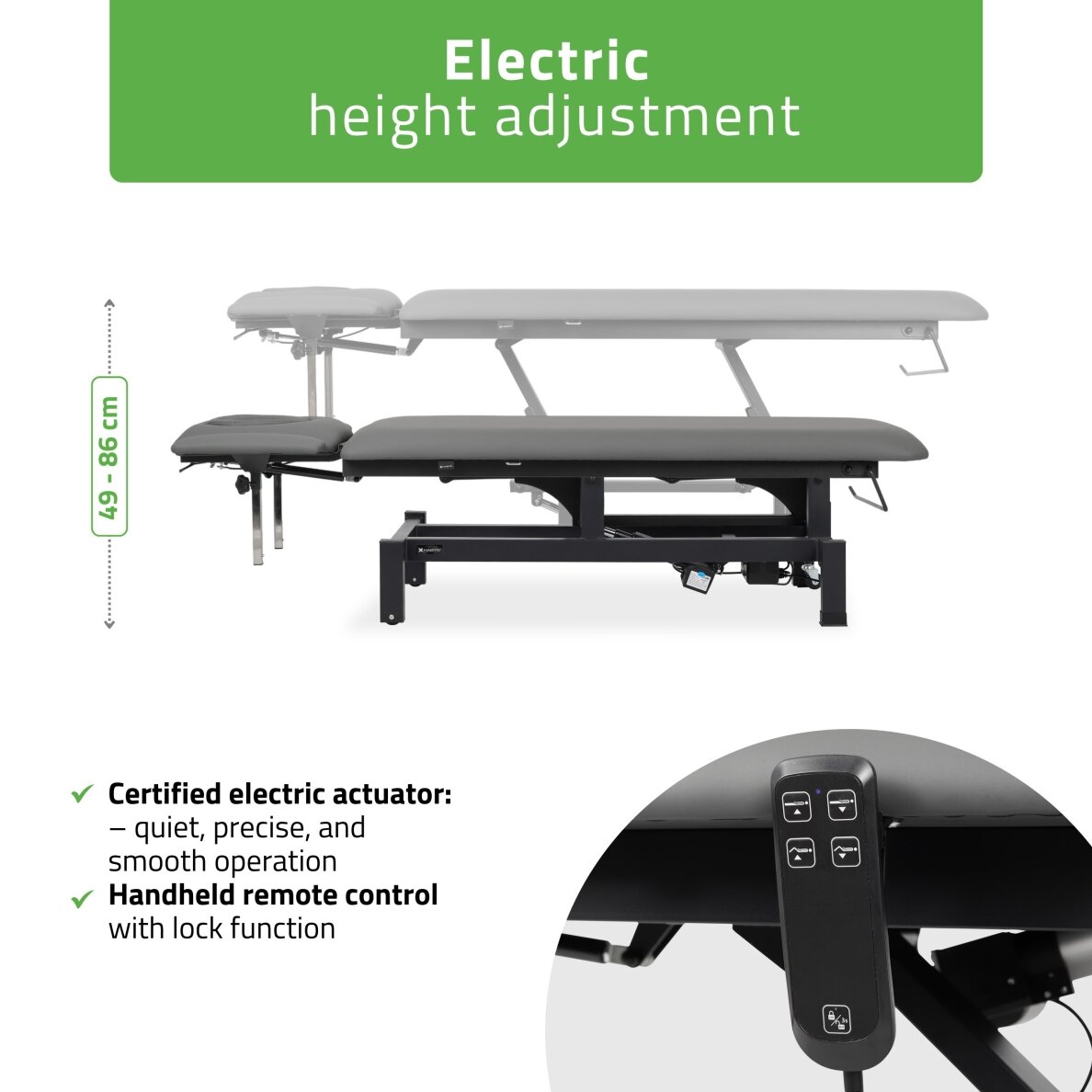FORTIS 4 ERGO professional electric 4-section massage and physiotherapy bed with manual control 2