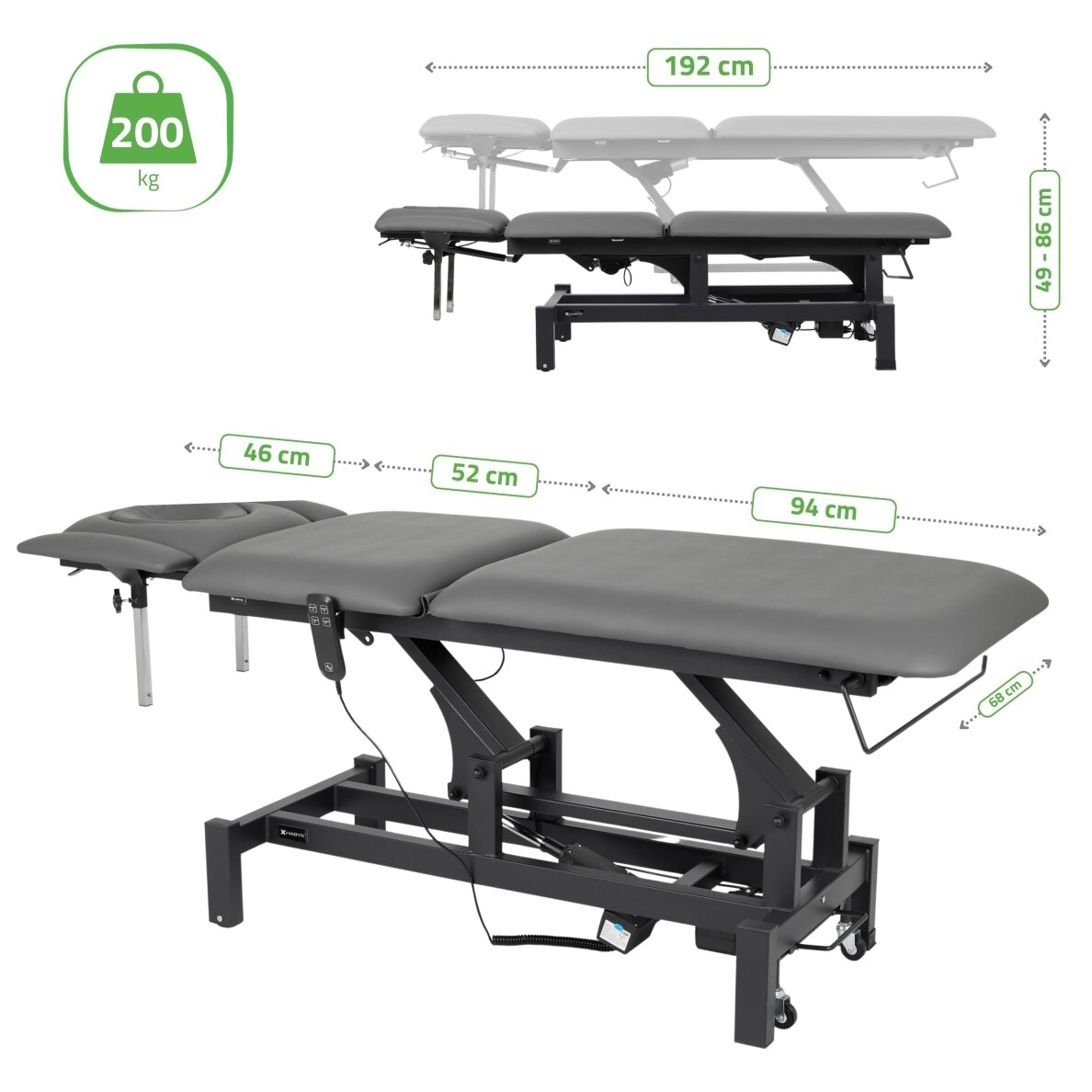 FORTIS 5 ERGO professional electric 5-part massage and physiotherapy table, 2 motors 10