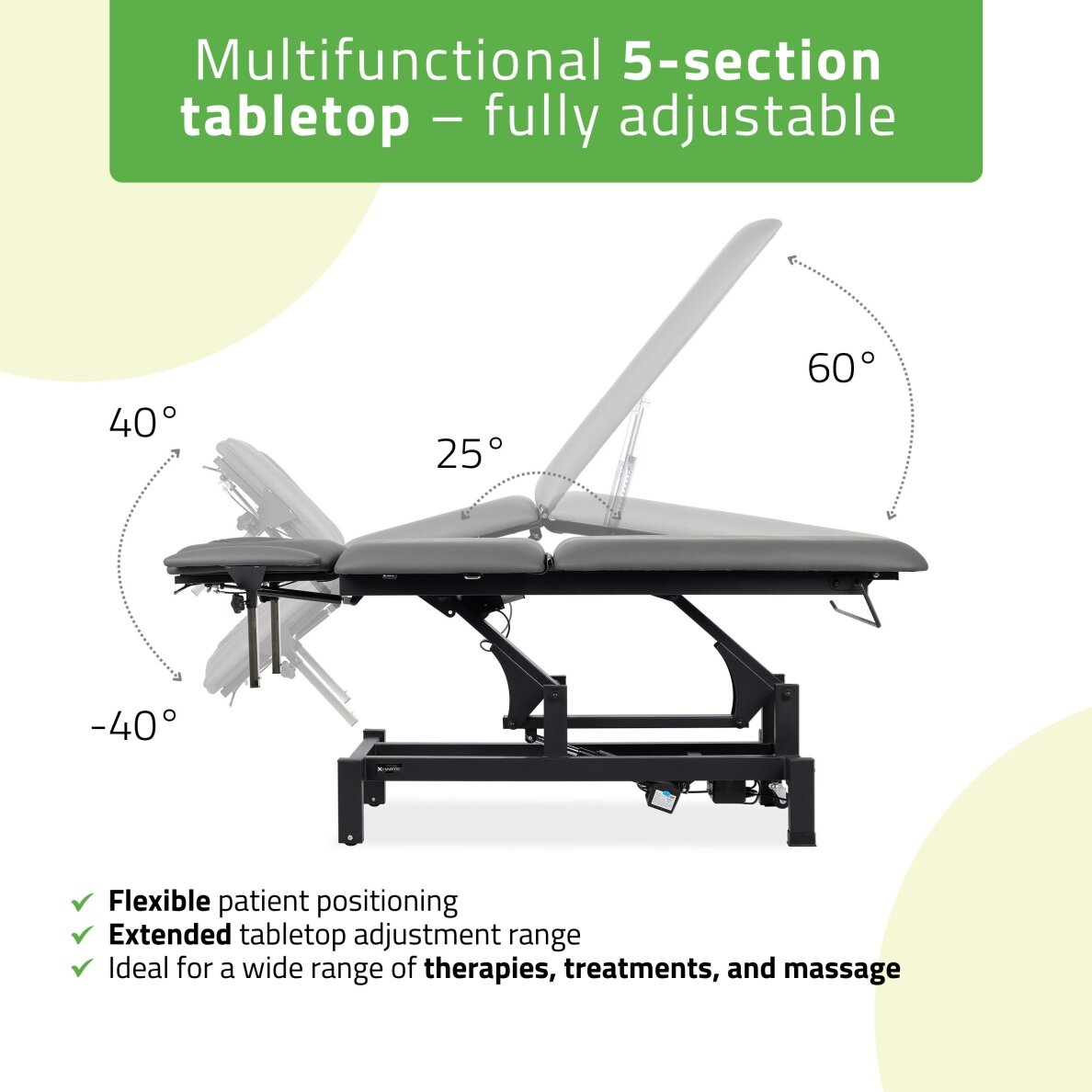 FORTIS 5 ERGO professional electric 5-part massage and physiotherapy table, 2 motors 3