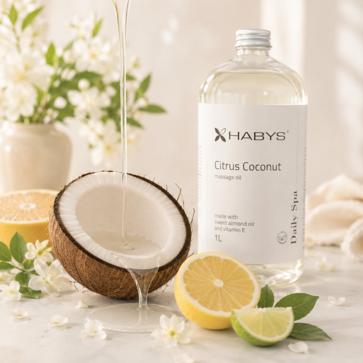 HABYS DAILY SPA massage oil with citrus fruits and coconut, 1000 ml 1