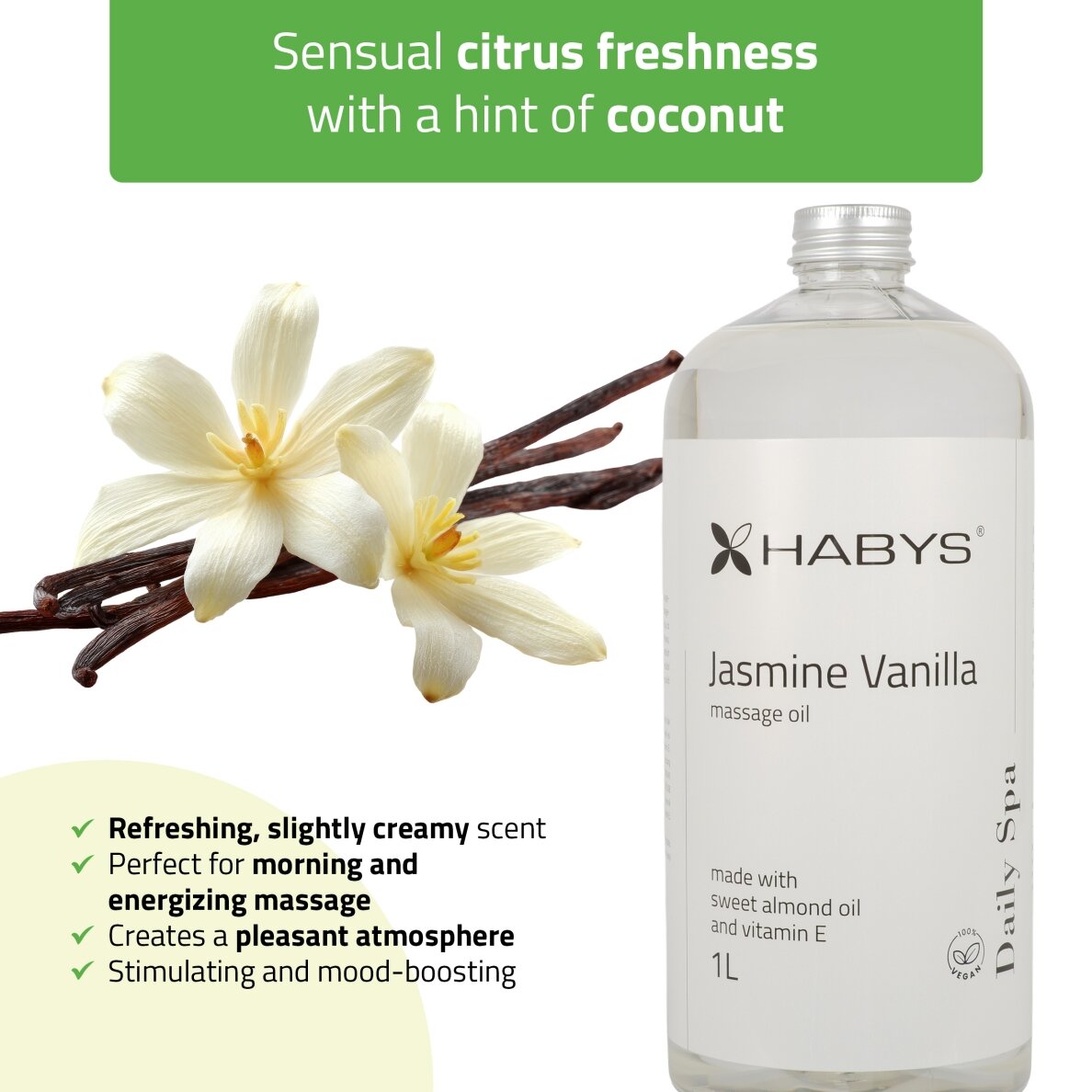 HABYS DAILY SPA massage oil with jasmine and vanilla, 1000 ml 5 HABYS DAILY SPA massage oil with jasmine and vanilla, 1000 ml 5