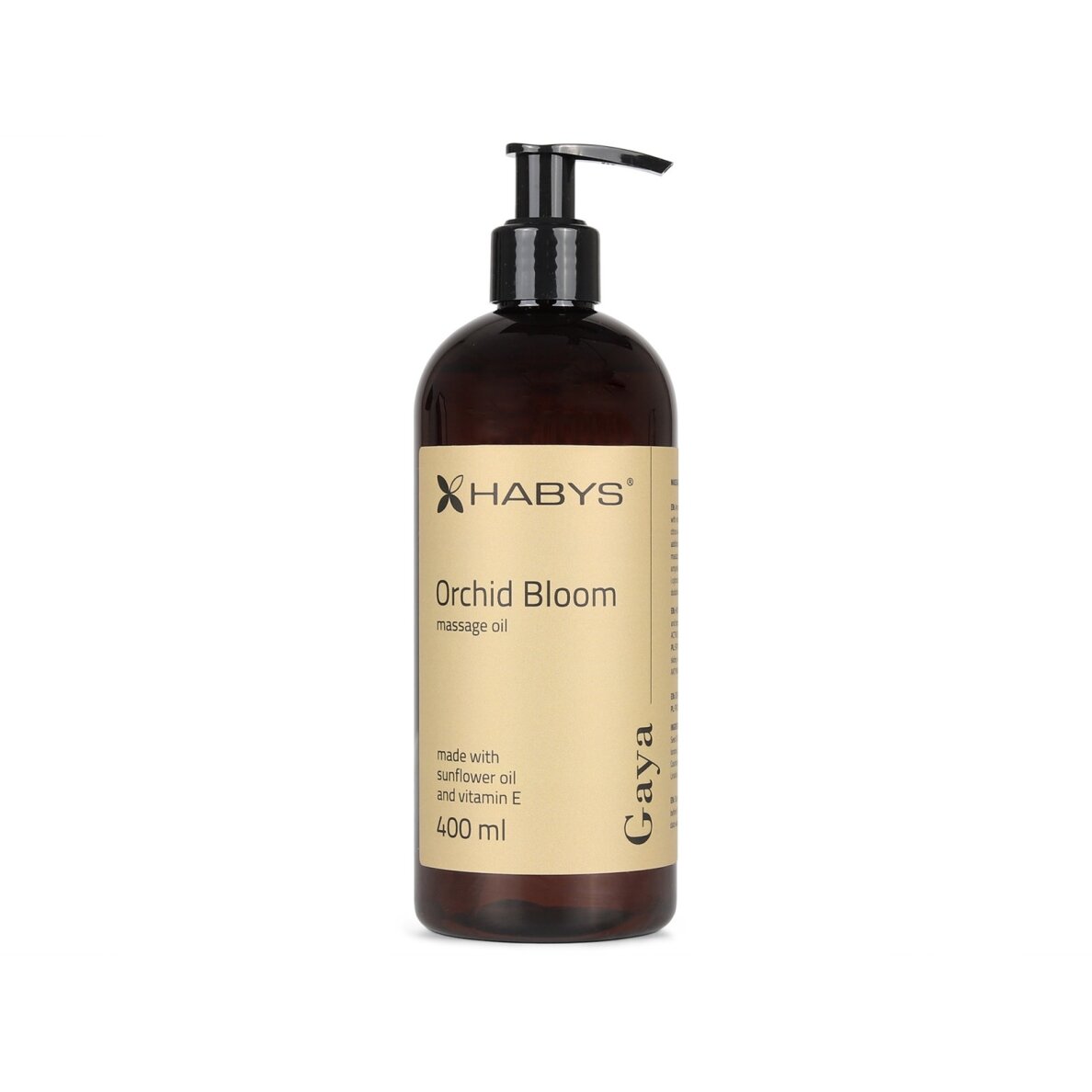 HABYS GAYA ORCHID BLOOM saulėgražų masažo aliejus su vitaminu E orchidėjų aromatu, 400 ml