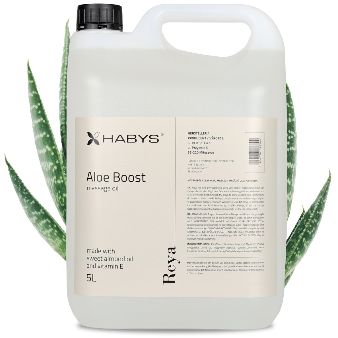 HABYS REYA ALOE BOOST masažo aliejus su su gaivinančia alavijo nata, 5000 ml