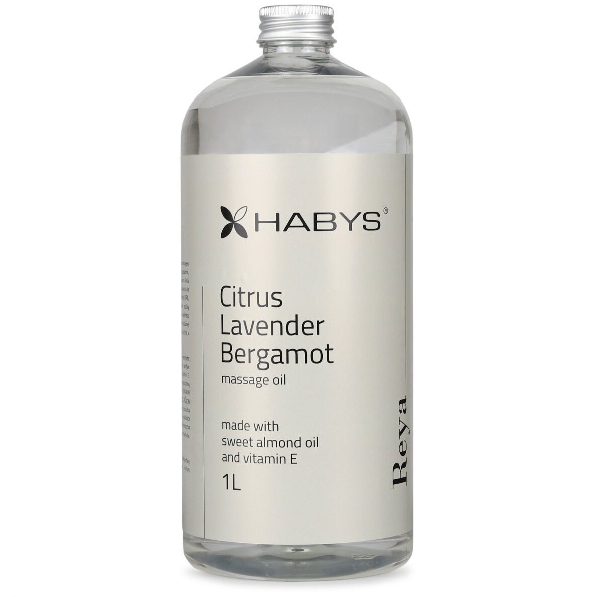 HABYS REYA atgaivinantis kūno masažo aliejus su energizuojančiu citrusinių vaisių ir levandų kvapu, 1000 ml 1 HABYS REYA atgaivinantis kūno masažo aliejus su energizuojančiu citrusinių vaisių ir levandų kvapu, 1000 ml 1