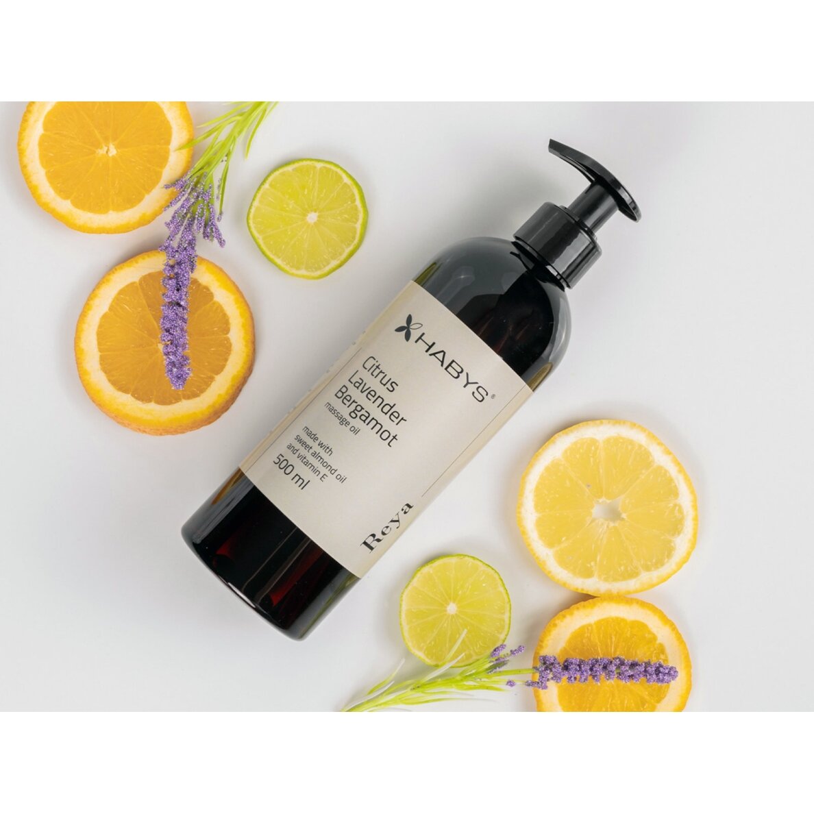 HABYS REYA CITRUS LAVENDER BERGAMOT massage oil with citrus and lavender scent, 500 ml 2 HABYS REYA CITRUS LAVENDER BERGAMOT massage oil with citrus and lavender scent, 500 ml 2