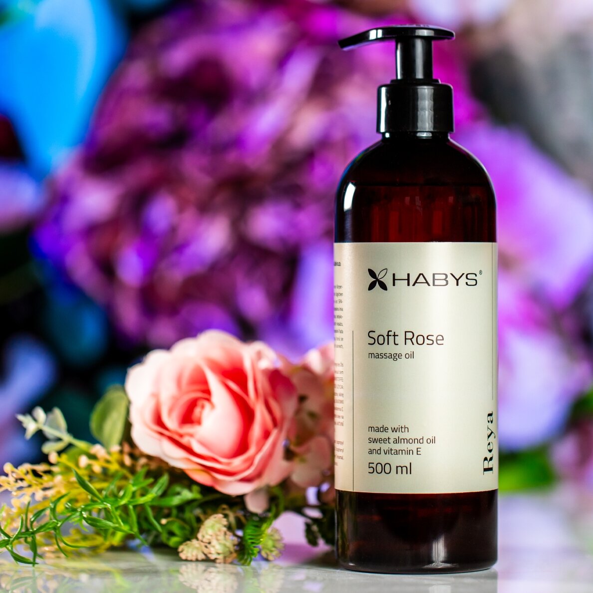 Массажное масло HABYS SOFT ROSE с натуральным маслом сладкого миндаля и витамином Е, 500 мл. 1 Массажное масло HABYS SOFT ROSE с натуральным маслом сладкого миндаля и витамином Е, 500 мл. 1