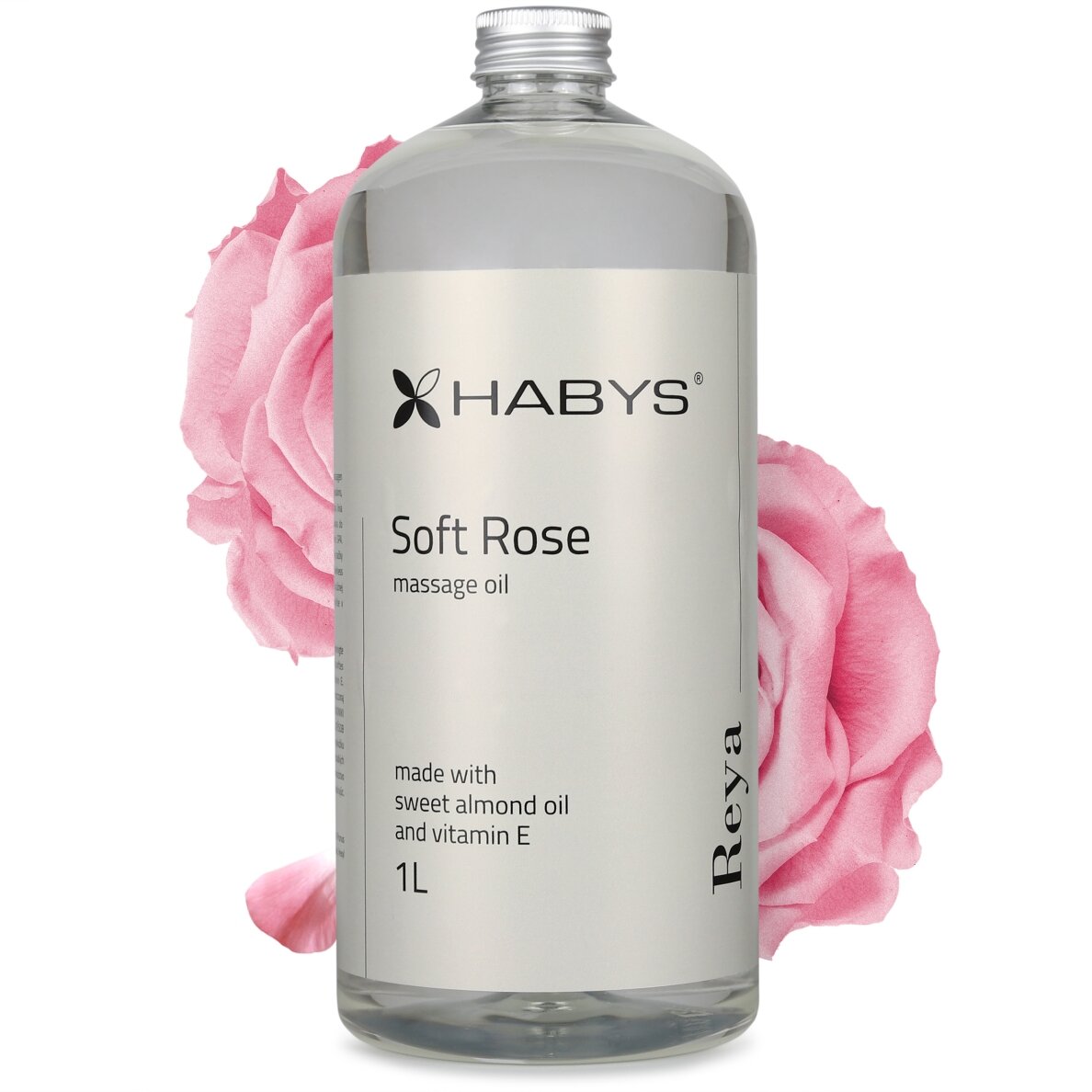 Массажное масло HABYS REYA SOFT ROSE с натуральным маслом сладкого миндаля и витамином Е, 1000 мл.