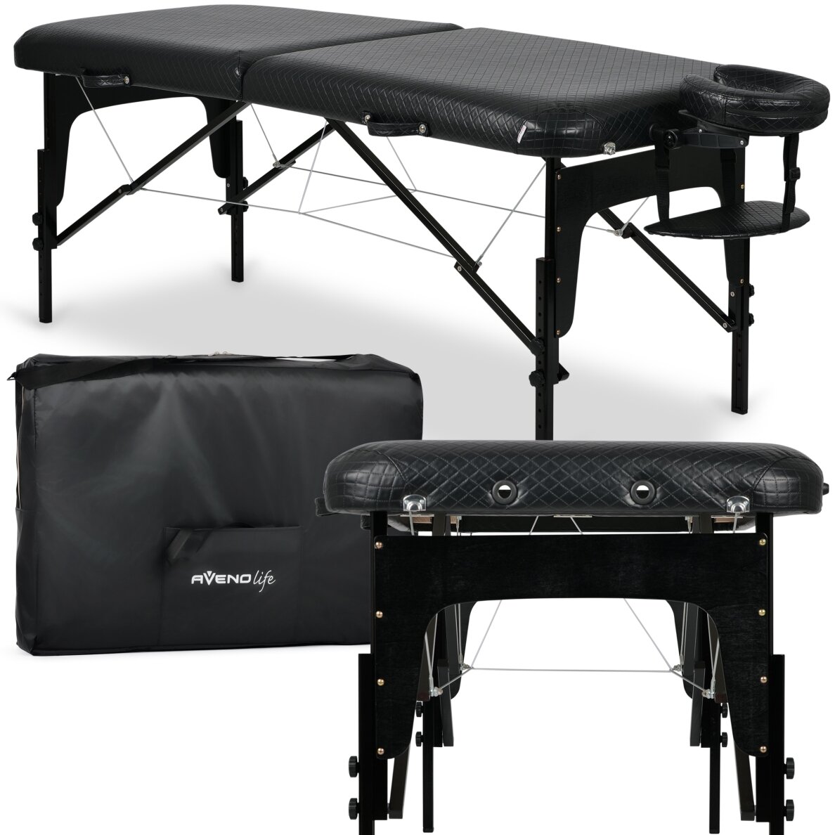 ESTETIC DARK professional folding quilted cosmetology and massage table, black