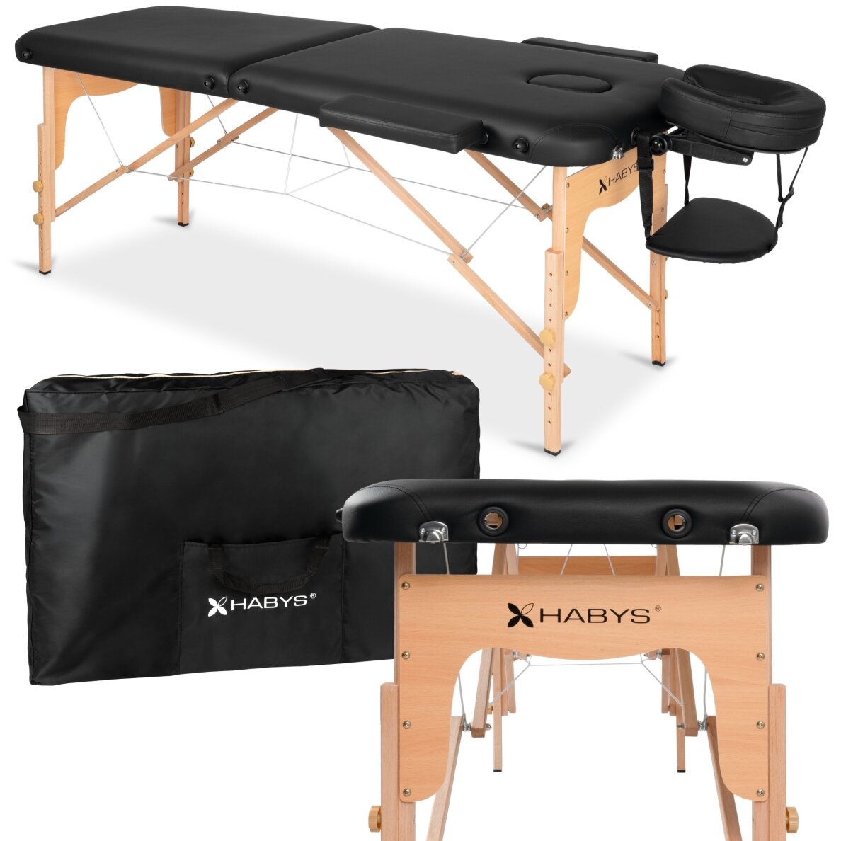 Professional folding massage and rehabilitation table LIRA, black