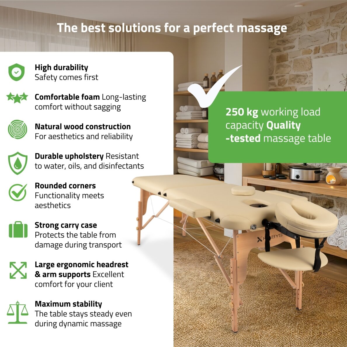 Professional folding massage and rehabilitation table LIRA, beige 1