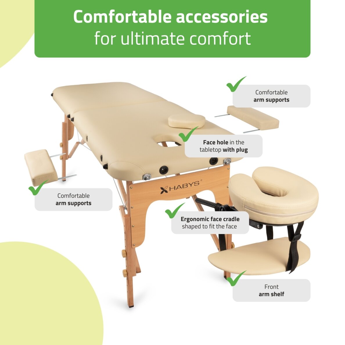Professional folding massage and rehabilitation table LIRA, beige 2