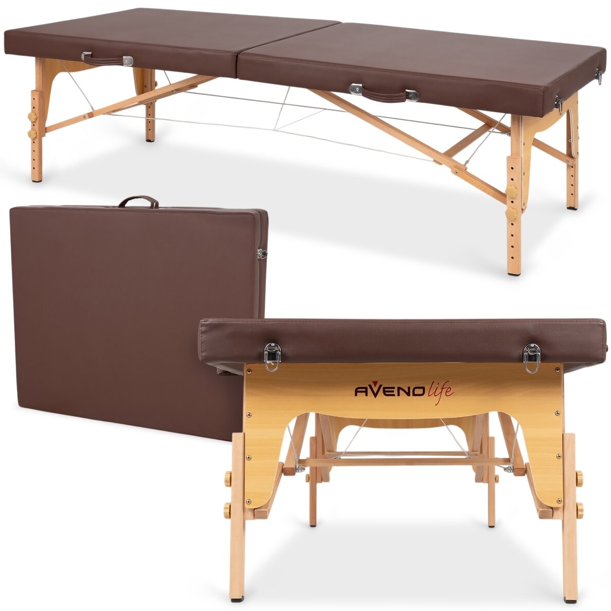 NIRO 80 sulankstomas tailandietiško masažo stalas su medine konstrukcija, rudos spalvos NIRO 80 sulankstomas tailandietiško masažo stalas su medine konstrukcija, rudos spalvos