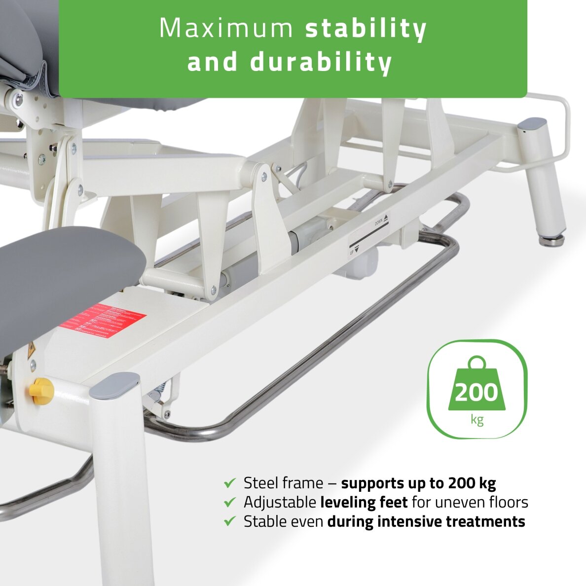 PROXIMA V4 ERGO professional electric 4-section massage and physiotherapy bed with hand and foot control, gray 3