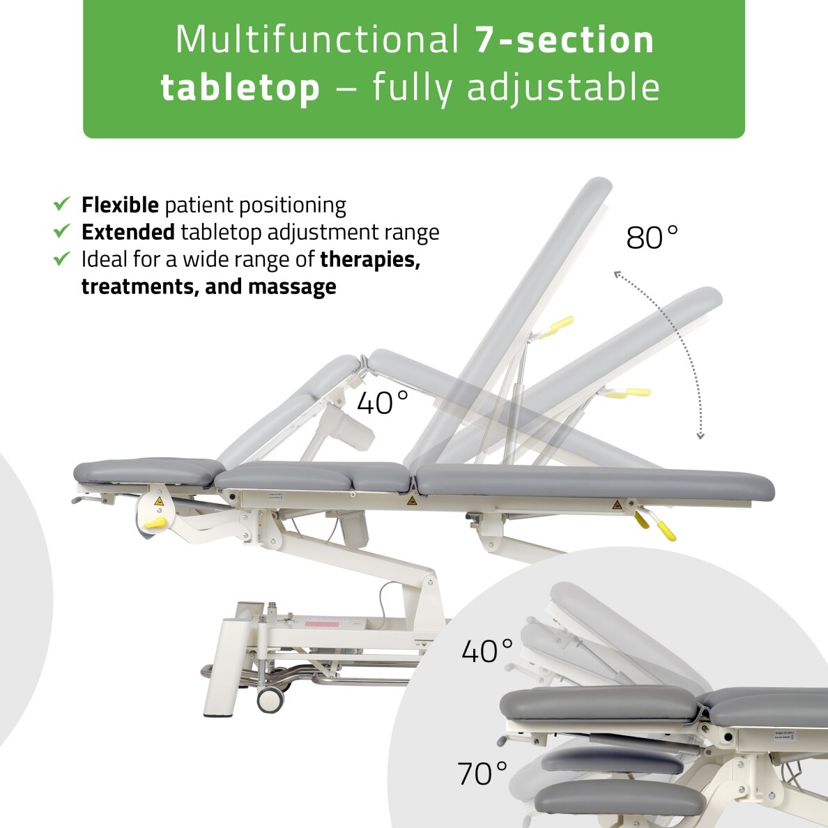 PROXIMA X7 professional electric 7-section massage and physiotherapy bed with foot control 3