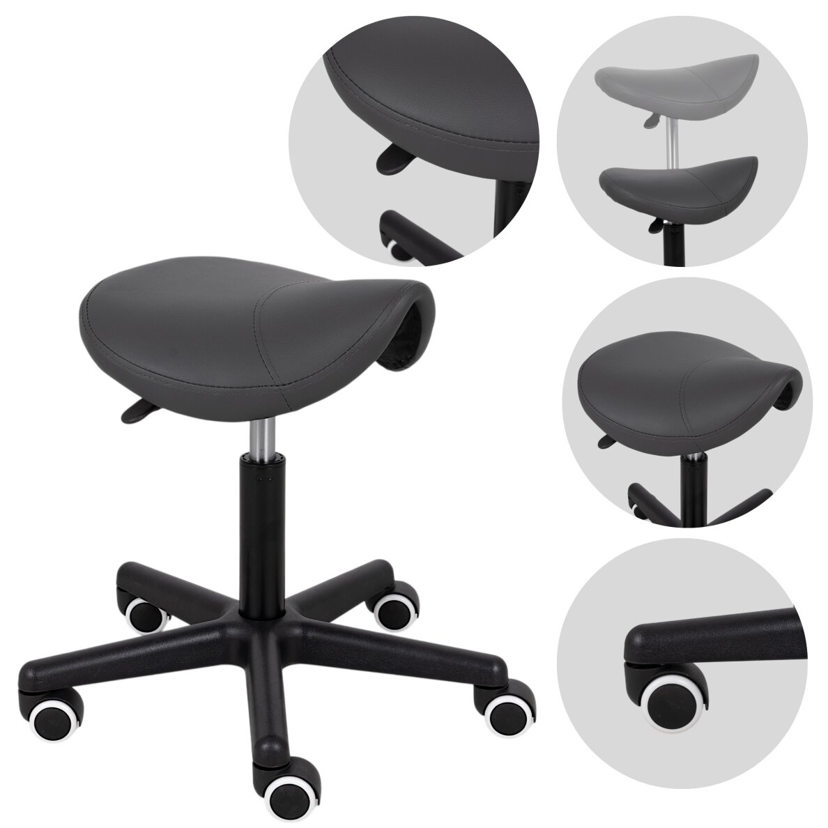 Professional master chair - saddle for beauticians LUMO, gray Professional master chair - saddle for beauticians LUMO, gray