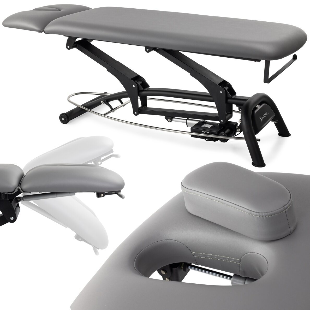 Professional massage and physiotherapy table - bed 2 parts AGILA 2, gray 5 Professional massage and physiotherapy table - bed 2 parts AGILA 2, gray 5