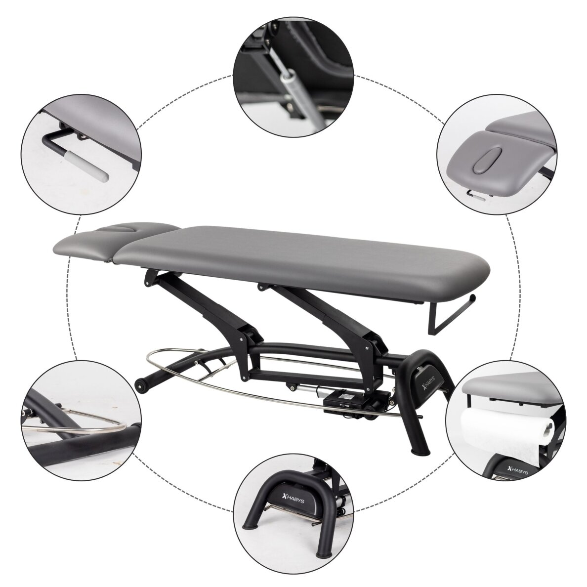 Professional massage and physiotherapy table - bed 2 parts AGILA 2, gray 7
