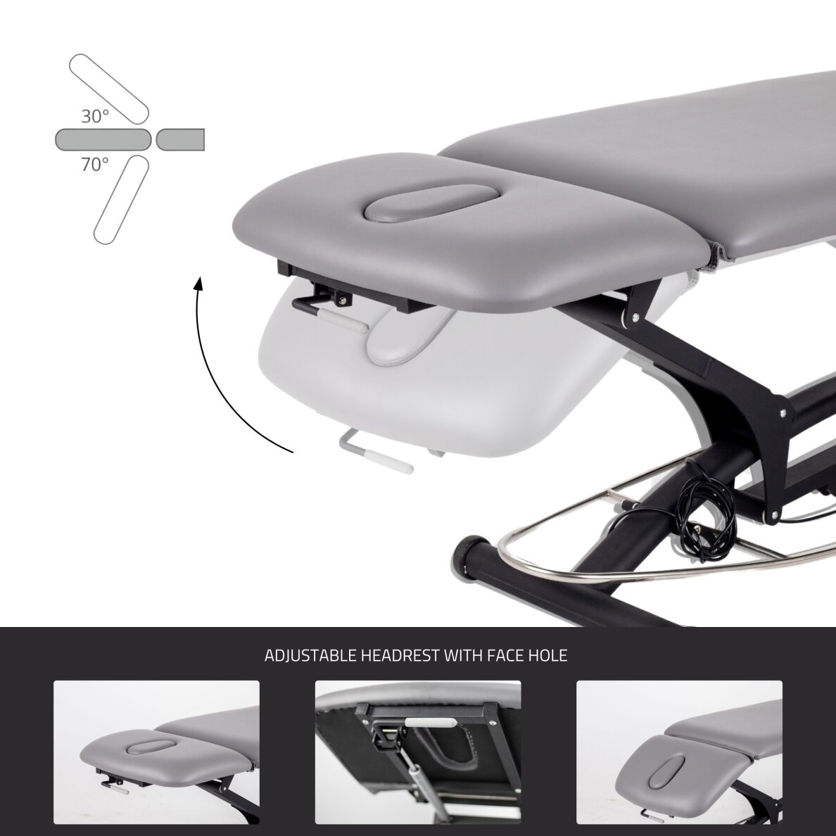 Professional massage and physiotherapy table - bed 2 parts AGILA 2, gray 2 Professional massage and physiotherapy table - bed 2 parts AGILA 2, gray 2