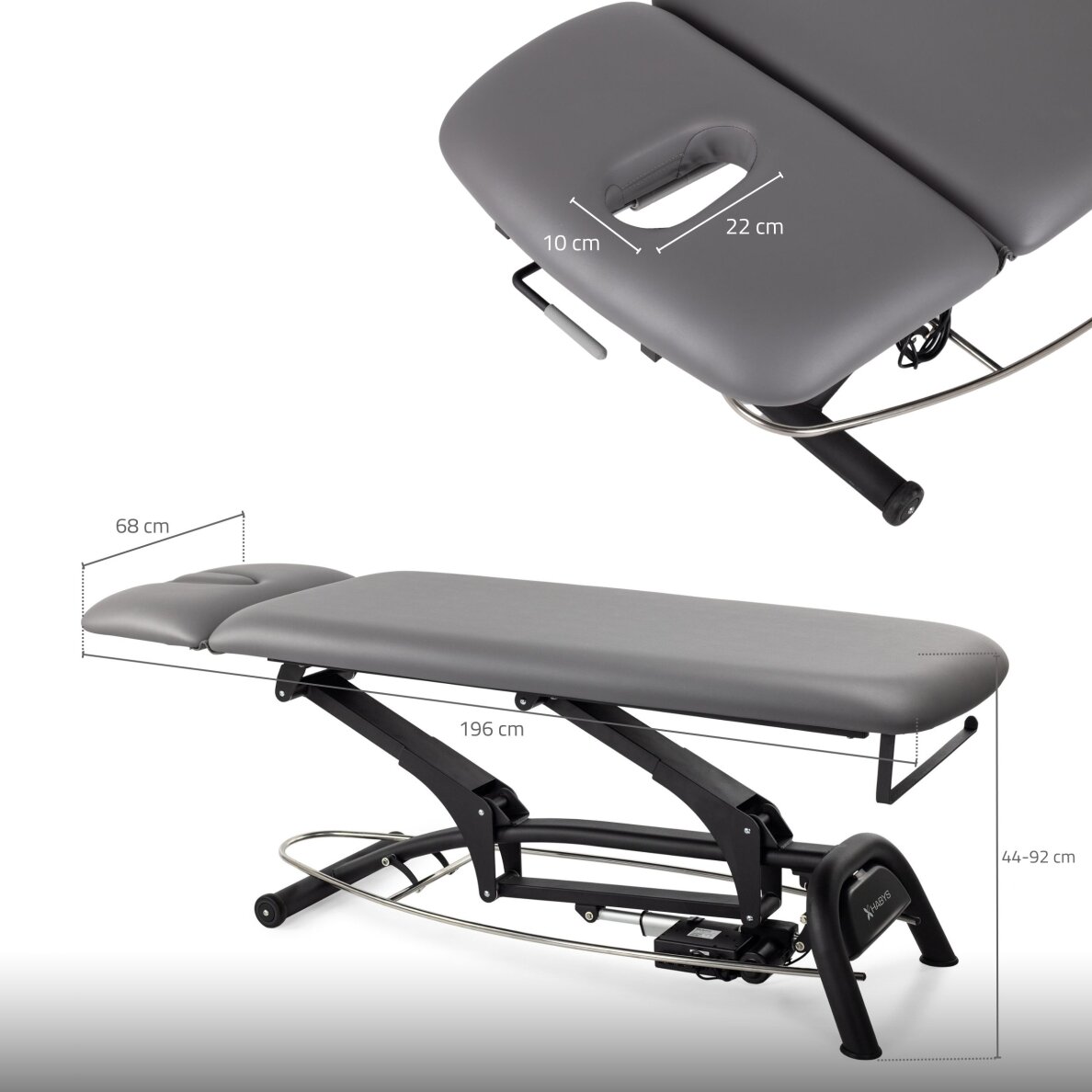 Professional massage and physiotherapy table - bed 2 parts AGILA 2, gray 1