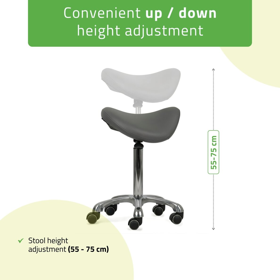 Professional master chair-saddle for beauticians ALMA, gray 3 Professional master chair-saddle for beauticians ALMA, gray 3