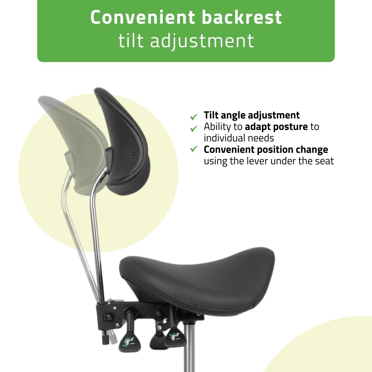 Professional Saddle-Style stool DIANA, Black 2 Professional Saddle-Style stool DIANA, Black 2