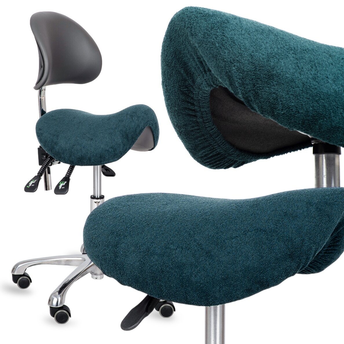 Terry cover with elastic for stool, bottle green