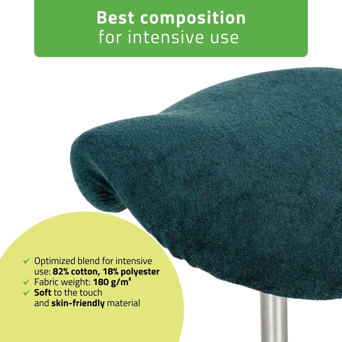 Terry cover with elastic for stool, bottle green 2