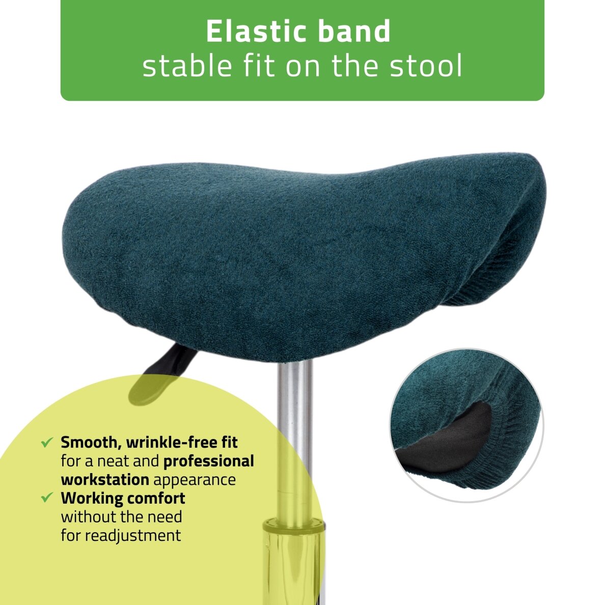 Terry cover with elastic for stool, bottle green 3 Terry cover with elastic for stool, bottle green 3
