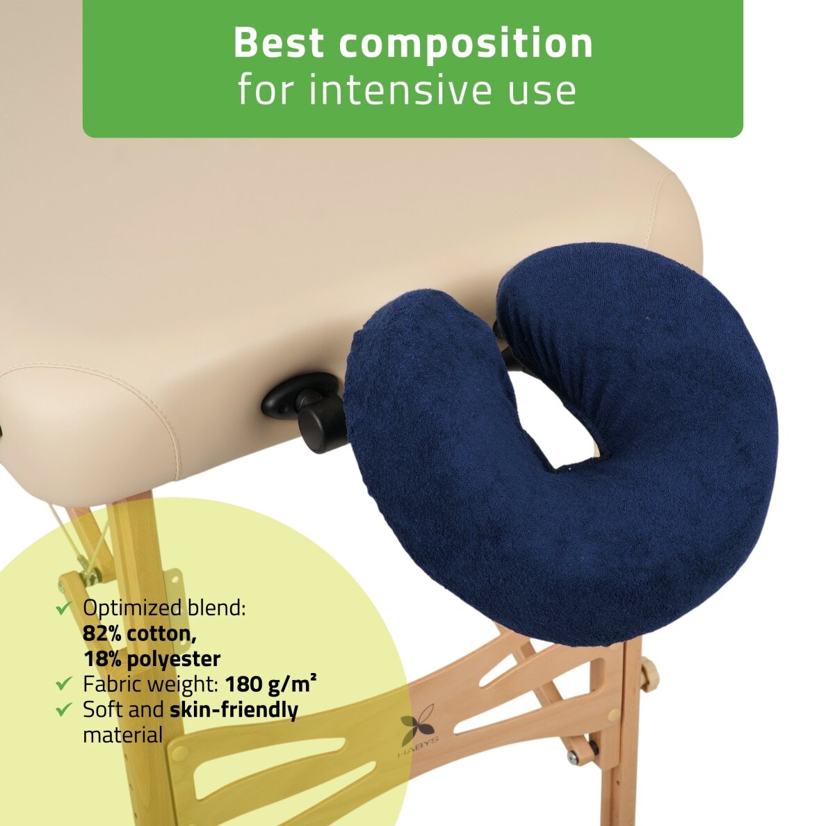 Terry cloth cover for the headrest of a folding massage table, blue 1 Terry cloth cover for the headrest of a folding massage table, blue 1