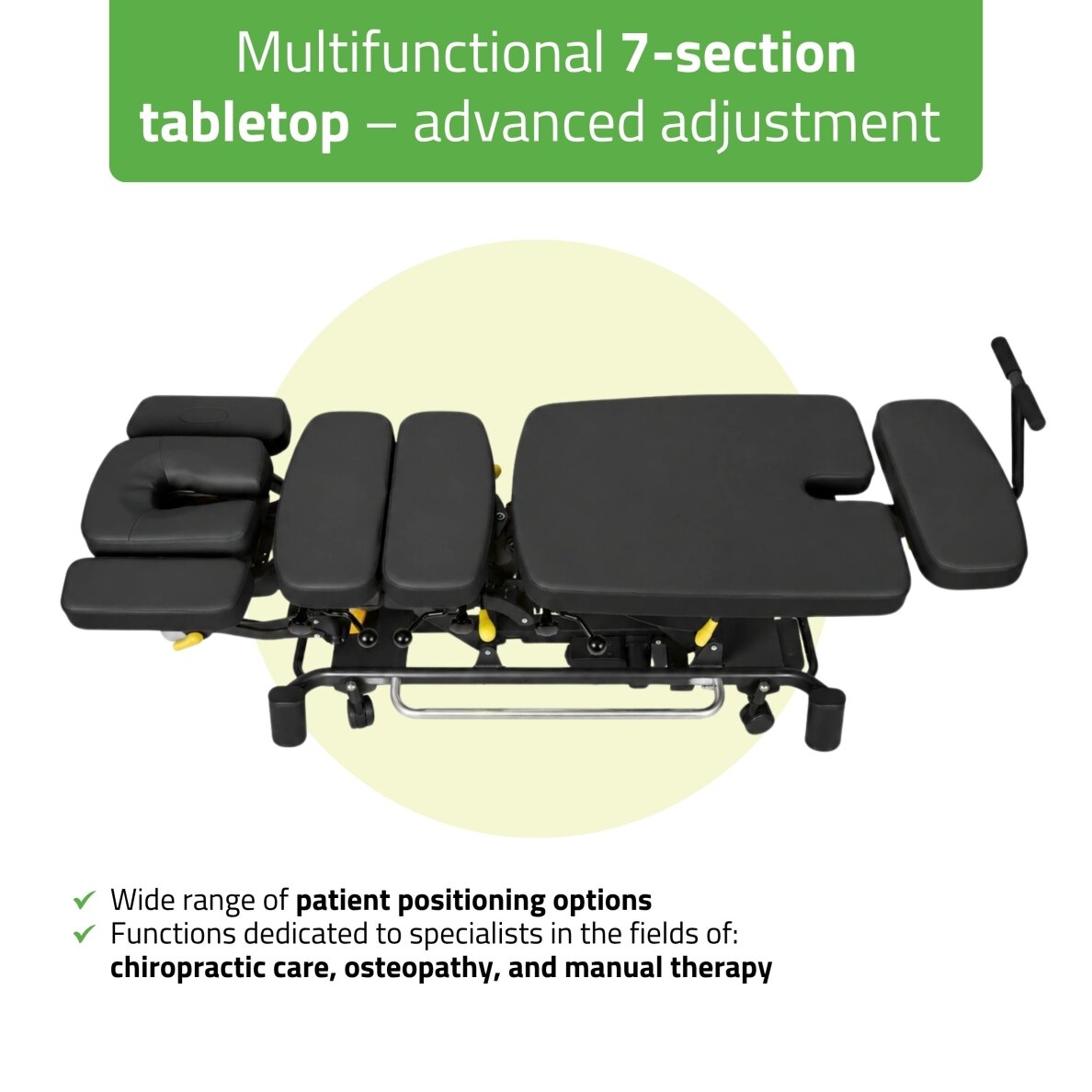 UPRIGHT CHIRO Z7 elektrinis chiropraktikos ir manualinės terapijos stalas su DROP sistema, 7 segmentų 4