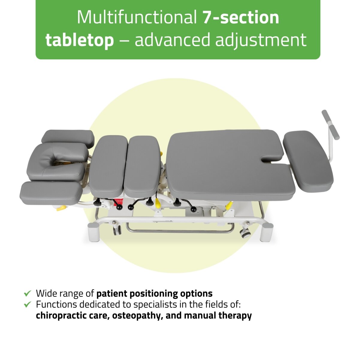 UPRIGHT CHIRO Z7 electric chiropractic and manual therapy table with DROP system, 7 segments, gray 2